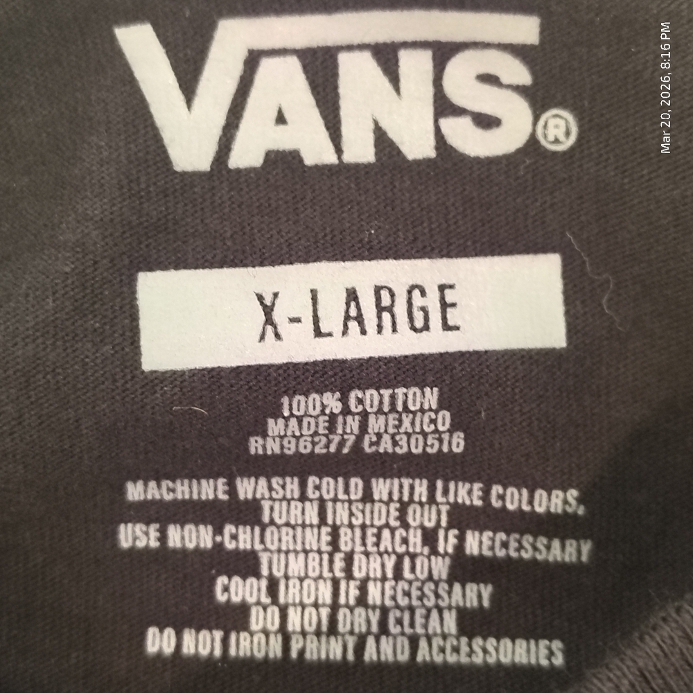 VANS WOMENS XL SHIRT PEACE YIN YANG 1966 90S GRUNGE SKATER SKATEBOARD 100% COTTO - Picture 4 of 4